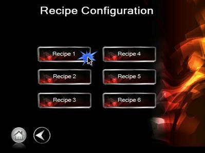 The Configurations screen will open. Touch the Recipe Config. button.