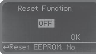 13.12 INSTRUMENTS RESET To restore the unit to default values (including password) once in the Instrument Reset menu, press wheel then change value to ON. Press wheel, move on OK then press wheel.