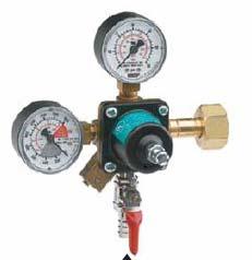 Check to make sure that the red gas line hose is still securely attached to the regulator. Open the canister valve all the way by turning counter clockwise until it stops.
