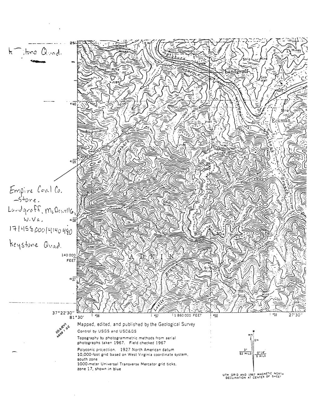 4\56 Mapped, edited, and published by the Geological Survey \$% \ Control by USGS and USC&GS,a'. Topography by photogrammetric methods from aerial photographs taken 1967.