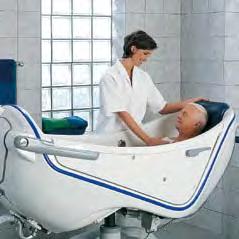 Transfers from lifts are made easy by the arched base of the bath, which enables good access for lifting devices.