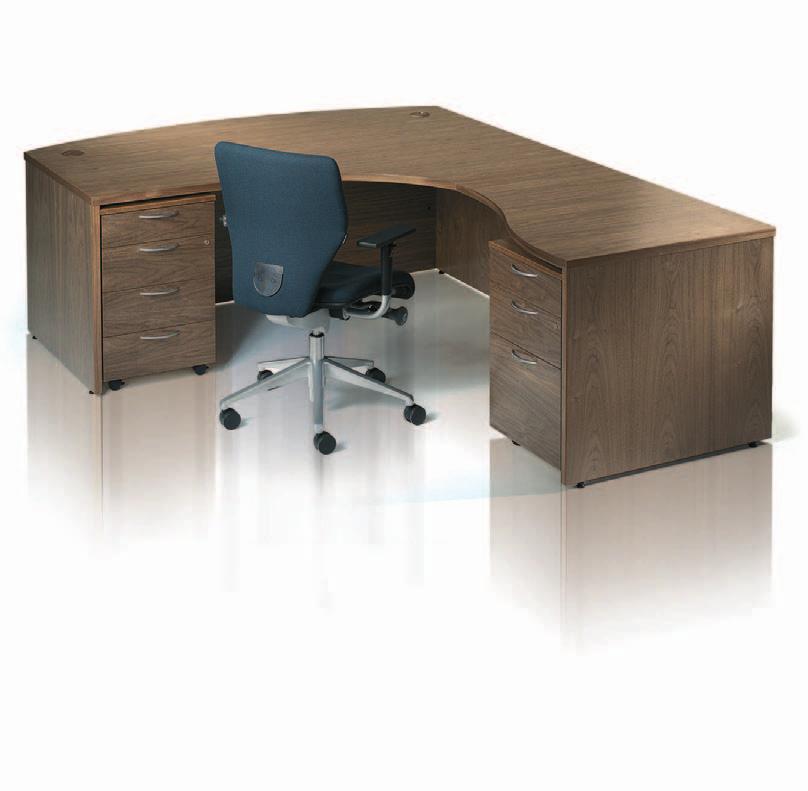 Maple Combining a slab end wave desk with a wave fixed extension provides a stylish alternative to more traditionally shaped managerial desks whilst still achieving a professional, attractive