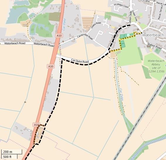 Waterbeach Greenway Option 3 Map 4 57. This part of the route may be difficult due to the proximity of farm buildings and the land usage.