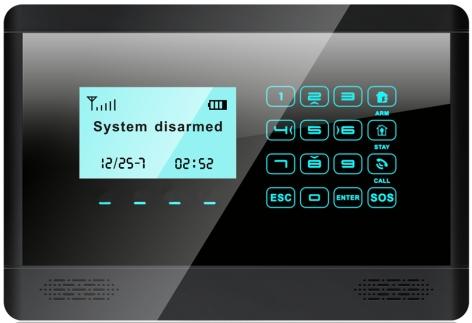 Control Panel Introduction Chapter 2. Control Panel Introduction 1 2 System disarmed 11/26/2013 M 3 1. LCD screen: Resolution: 128x64; support English and Chinese display. 2. Status LED POWER: power and working status indicator.