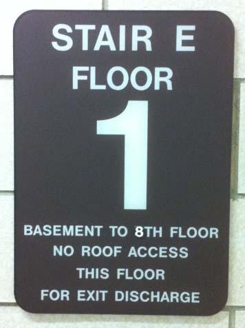 serve, whether or not the stairs access the roof, and direction for exit discharge.