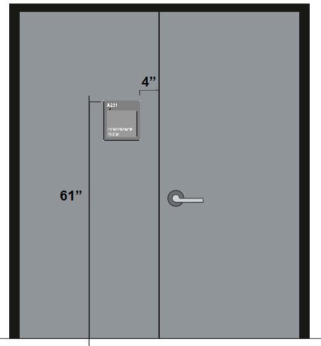 7.5 - Room Sign Installaton for Double Doors with normally inactive leaf.