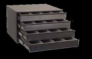 Locking arms available to secure contents. 4 Slide Rack 20.5 W x 12.5 D x 15 H Weight 35 lbs.