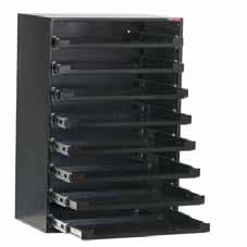 Drawers extend fully to allow compartment boxes to be opened fully while in cradles.