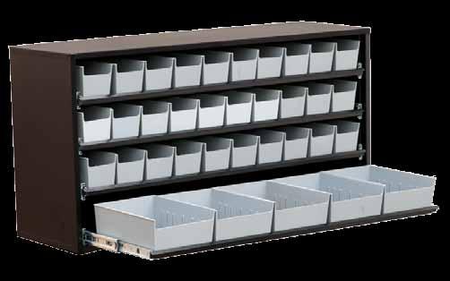 Bin Cabinets Large Bins 7.5 W x 12 D x 3.75 H (5 per pack) Supplied with 2 adjustable dividers per bin PL-SB4-1 Small Bins 3.