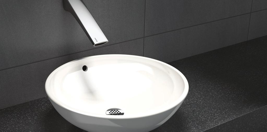 Vitreous China Vitreous China Round Vessel Lavatory SS-3036 shown with EFX-800 Wall-mounted Faucet.