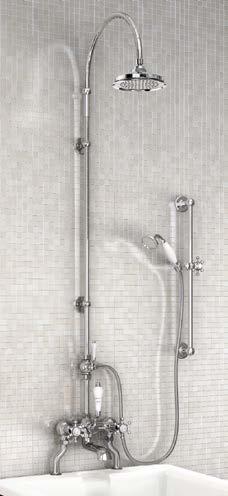 SHOWERING OVER A BATH SHOWERING OVER A BATH Taps Mounted on the Bath On all brassware Bath Shower Mixer with Rigid Riser, Curved Shower Arm, 6 Rose, Diverter & Slide Rail Bath Shower Mixer with Rigid