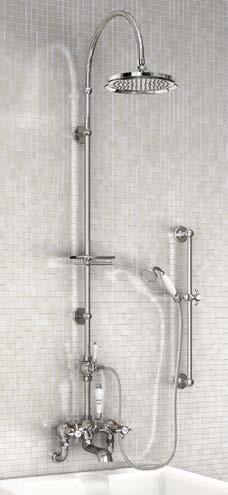 SHOWERING OVER A BATH SHOWERING OVER A BATH Taps Mounted on the Wall On all brassware Wall Mounted Bath Shower Mixer with Rigid Riser, Straight Arm & 6 Rose Wall Mounted Bath Shower Mixer with Rigid
