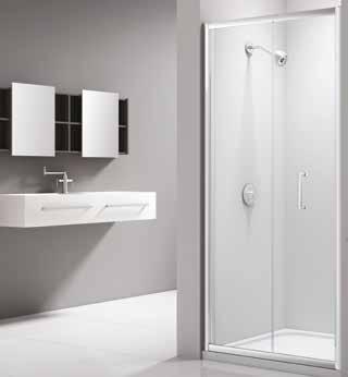 Infold Doors Merlyn Mira Leap Reversible doors with twin chrome handles 6mm toughened safety glass with CleanCoat glass coating technology Totally discreet hinge design and premium double rollers for