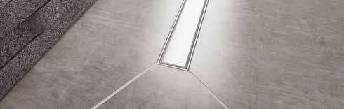 Stainless steel inserts are supplied to finish the tile edges, which must be either flush to a wall, or covered with a wetroom glass panel.