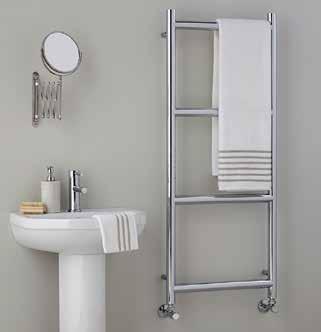 73 Katherine Camplain A traditional victorian style floor standing bathroom towel warmer, the frame is chrome finished with two towel bars,