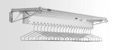 Wall-Mounted Gowning Racks Space Management Solutions racks with hanger slots racks with hooks Racks with Hanger Slots This gowning rack is available in lengths of 48 [15 hangers], 60 [19 hangers],