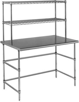 one wire shelf; or one H-frame and one wire shelf.  Available sizes are 24 or 30 for width and 36 to 60 in length.