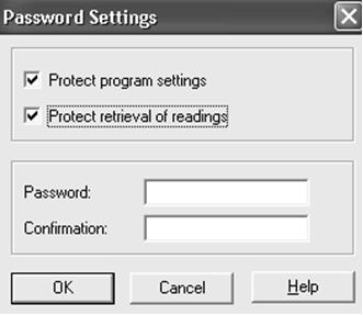 Protect program settings - Tick this option if you want to protect your programming settings for the current logger.