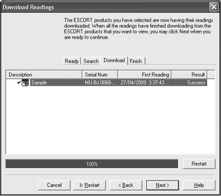 Download Wizard Start page Displays information about the iminiplus along with the date and time of the first reading.