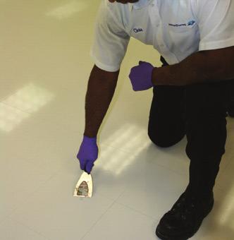 Be careful: Do not gouge the floor with the putty knife. 6 Prepare your scrubbing solution.
