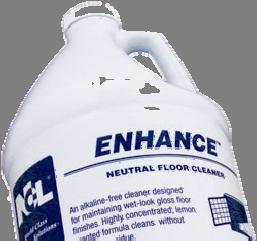 oz of Enhance Neutral Cleaner per gallon. Install green scrub pads.