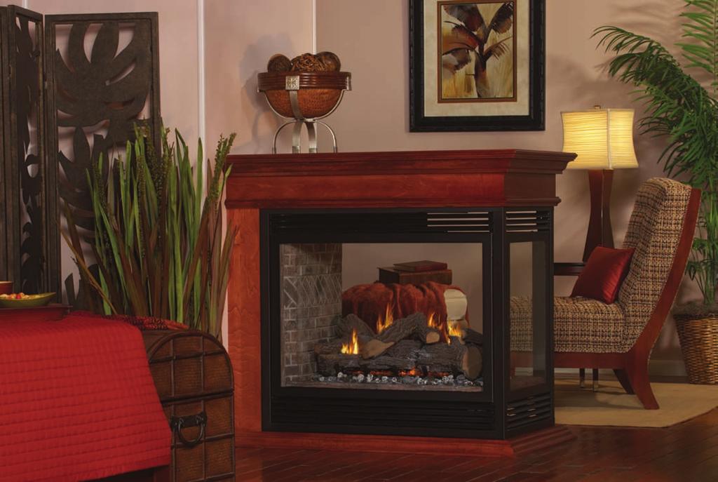 Multisided Series Madison Direct-Vent Multisided Fireplace Systems Heater Rated at 35,000 Btu input, the Madison direct-vent system draws in outdoor air to support combustion and sends its exhaust