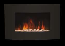sleek WM-3522CF Convex Electric Fireplace with optional Sunset fire glass WM-3522CF Convex Front specifications WM Series Flat Front and Convex Fireplace Features Crystal Black glass Easy-to-install