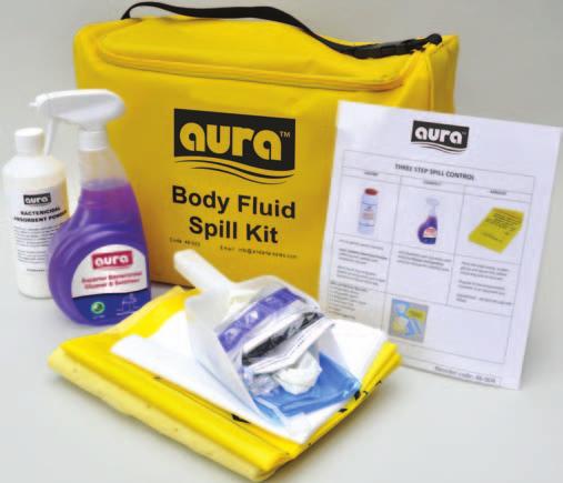 5 Spill Kits including plastic scoop and spatula, valved respiratory mask, disposable apron and gloves, bio hazard disposal bag, absorbent pad, 10 perforated wipes.