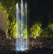 The fountain boasts an energyefficient 12-volt technology.the fountain includes 5 pumps/nozzles, external control unit, transformer, and cables.