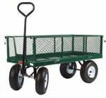 capacity Heavy gauge seamless black steel tray Hardwood handles Front tray braces Heavy H braces on legs 16" x 4", 2-ply pneumatic tire Oil lube bearing on wheel Poly wedges Model No.