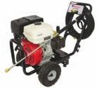 5 HP Honda GX motor Integrated detergent feed system with adjustable unloader Industrial pump with ceramic plungers and thermal protection Four quick connect nozzles with lance Model No. TEB609 Mfg.