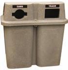 BULLSEYE TM TOP LOAD RECYCLING CONTAINERS Heavy-duty roto-molded plastic for strength and durability Allows you to sort your recyclables at the point of disposal thus saving time and money Duo