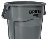 WASTE & RECYCLING BRUTE CONTAINERS, TOPS & DOLLIES Extra strong polyethylene construction withstands bumps and kicks; will not rust, chip or peel Nest for easy storage and cleans easily due to