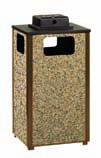 ASPEN SERIES OUTDOOR CONTAINERS Constructed of heavy-gauge steel frames and stone panels with a class A fire rating Anchoring kits and factory installed lid locks available Includes: Leak-proof rigid