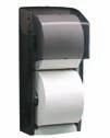 DISPENSERS Constructed of high quality plastic Duplex bath tissue dispenser holds two rolls, reducing service outages and maintenance costs See-through cabinet allows quick and easy service checks