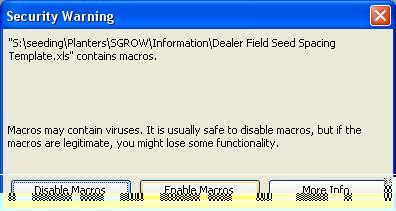 Open file named: Dealer Field Seed Spacing
