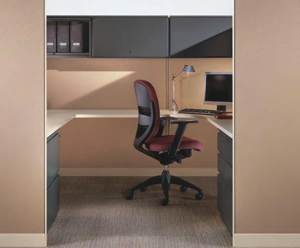 cover: company info: National Processing Company, Louisville, Kentucky; Interworks EQ sectionals; shown with Footprint worksurfaces and storage, Wish seating below: Interworks EQ tackable acoustical