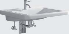 Washbasin, with tap hole, without overflow, accessible by wheelchair, DIN 18040, two levels for