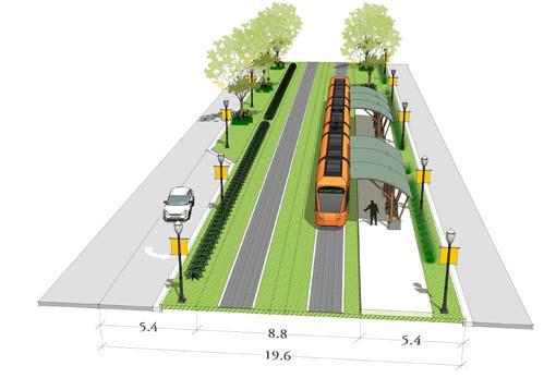 For the Downtown + Hurontario Alignment, higher order transit has been designed into the street system in three ways: 1.