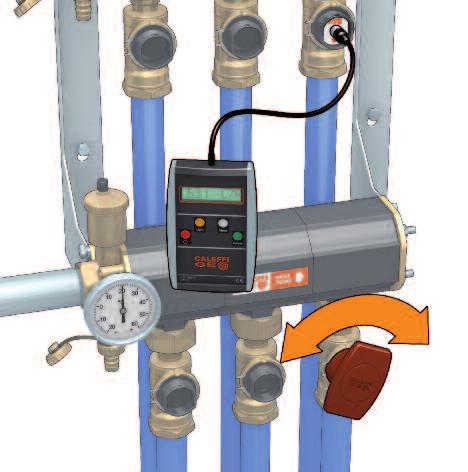 the sensor of the first branch and measure the corresponding flow rate.
