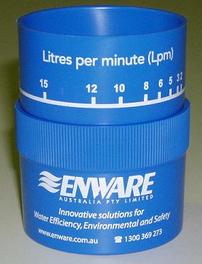 it takes to fill the bucket (13 s) to determine the flow rate expressed in litres per second (1.92 L/s). Multiply by 60 to obtain 115.2 L/min.