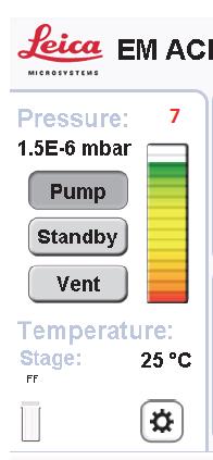 Operation The system must remain under vacuum when not in use. The touch screen displays the current vacuum level; this should typically be in the region of 10-6 Torr.