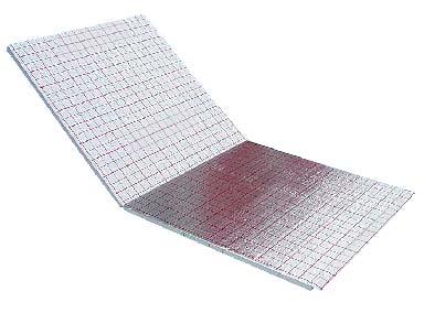 With tear resistant and water- tight laminated foil and printed grid pattern.