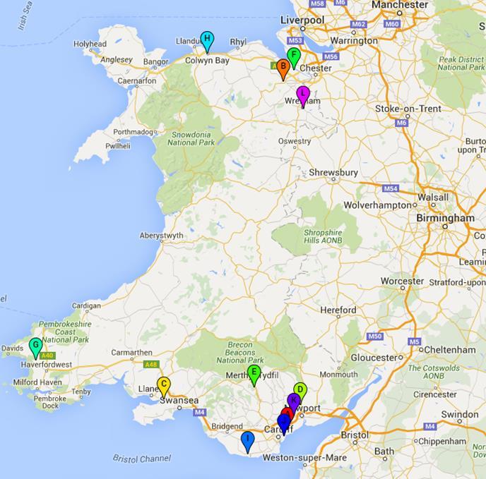 Locations of pilot schemes 4 schemes north Wales 8