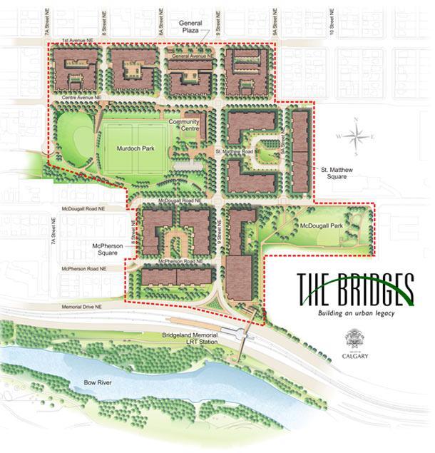 The Bridges- Calgary, Alberta The Bridges is a mixed-use transit oriented redevelopment project located 12 acres in the Bridgeland neighborhood.