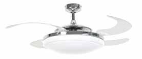 2cm/19inch (collapsed) -3 speed retractable blade ceiling fan -lade Finish crylic -Lamp 3 X 20w ES FL Not Included