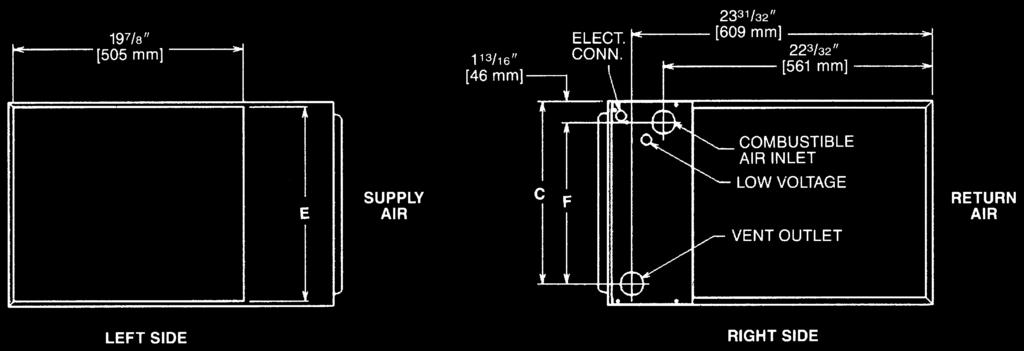HORIZONTAL MODELS IMPORTANT NOTE: Horizontal furnace may be installed for horizontal left hand air supply ONLY.