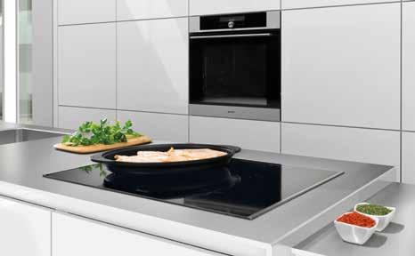 FlexZone Gorenje + induction hobs offer the luxury of connectible cooking zones. Combined into larger heating areas, they allow the hob to adjust to the cookware of unconventional shapes or sizes.