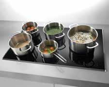 of hobs known to date. Even when all cooking zones are used simultaneously at the highest power level, the characteristic induction noise will hardly be heard.