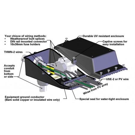 Junction Box Easy Tie in of solar PV circuits. Easy interlock connectors.